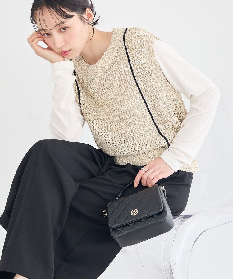 earth music&ecology「配色ラインMIXニットベスト」|ベスト・ジレ|