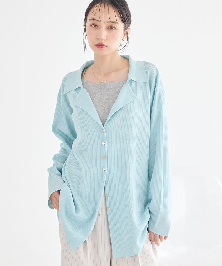 earth music&ecology「テーラーカラーニットカーディガン」|カーディガン|