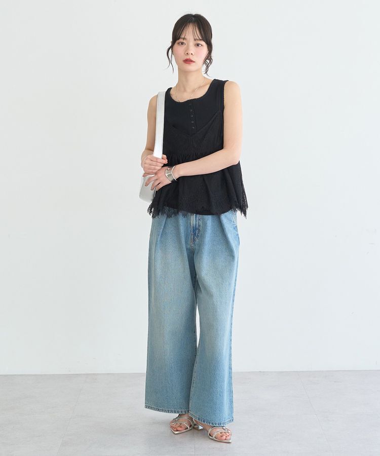 earth music&ecology「フリンジレースバックリボンキャミ」|キャミソール|