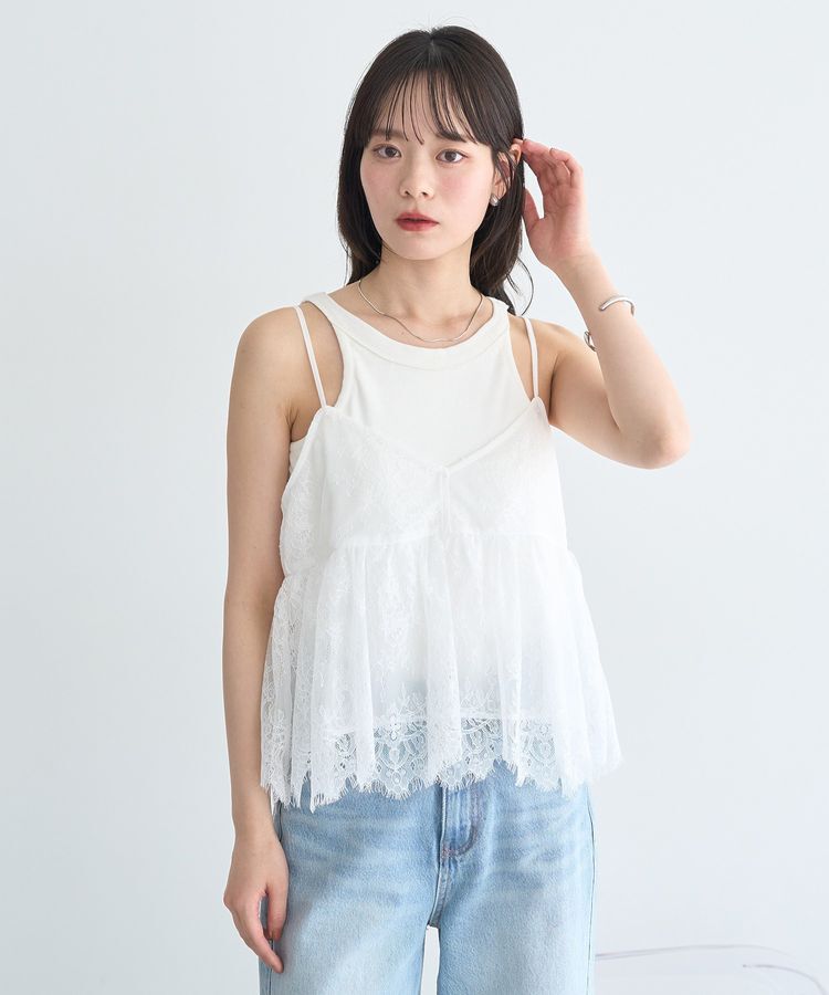 earth music&ecology「フリンジレースバックリボンキャミ」|キャミソール|