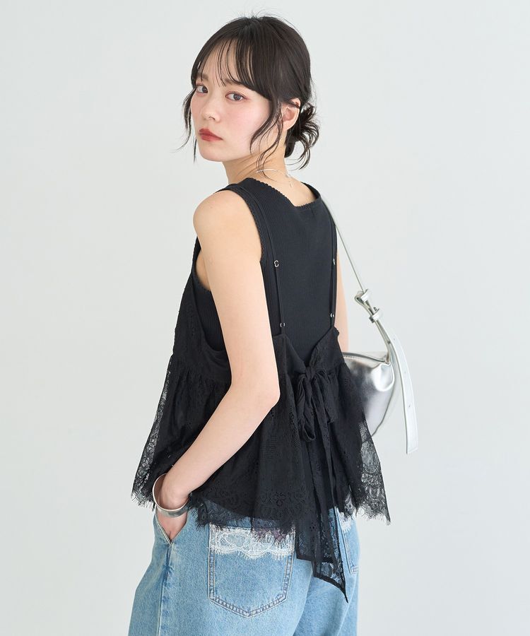 earth music&ecology「フリンジレースバックリボンキャミ」|キャミソール|