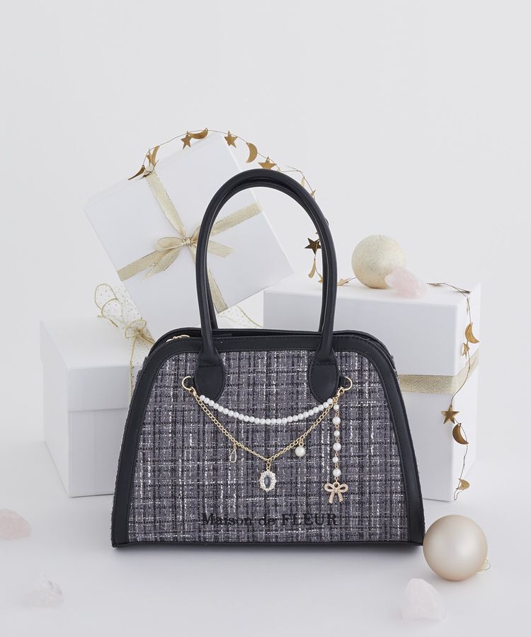 Maison de FLEUR「チャーム付きツイード2Wayバッグ」|ハンドバッグ|
