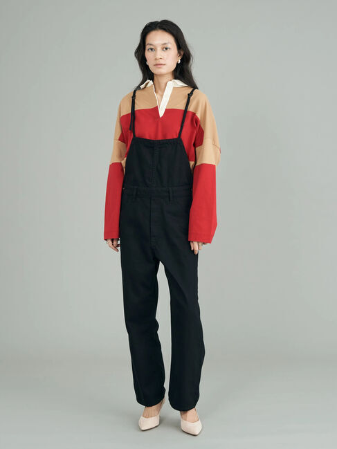  「綿ツイルサロペット」|オールインワン|ブラック