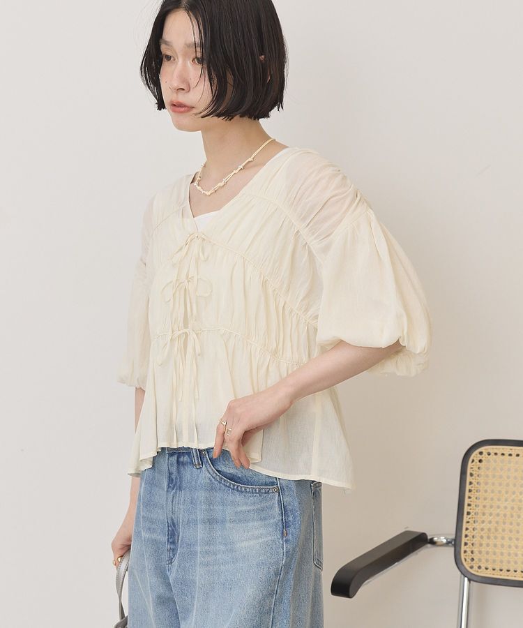 AMERICAN HOLIC「【接触冷感】フロントリボンブラウス」|シャツ・ブラウス|Ivory