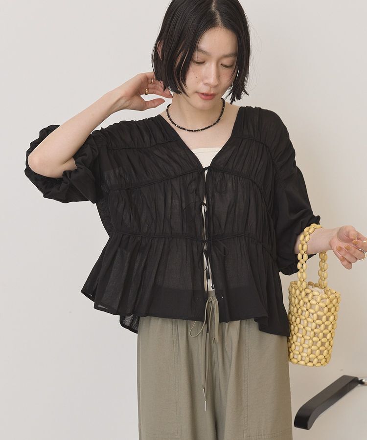 AMERICAN HOLIC「【接触冷感】フロントリボンブラウス」|シャツ・ブラウス|Black