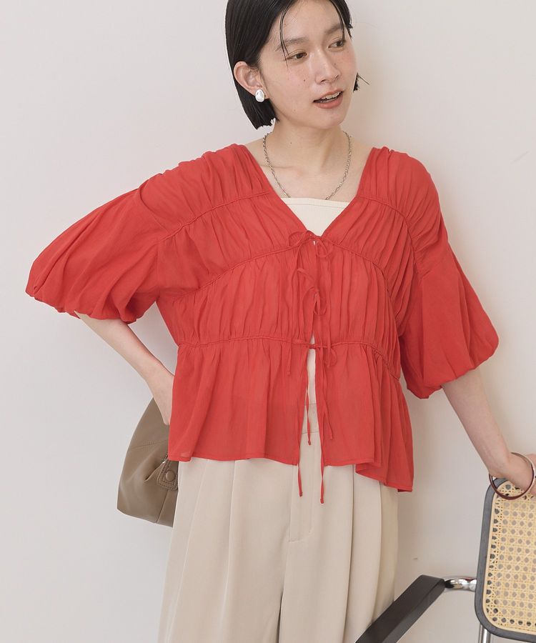 AMERICAN HOLIC「【接触冷感】フロントリボンブラウス」|シャツ・ブラウス|Red