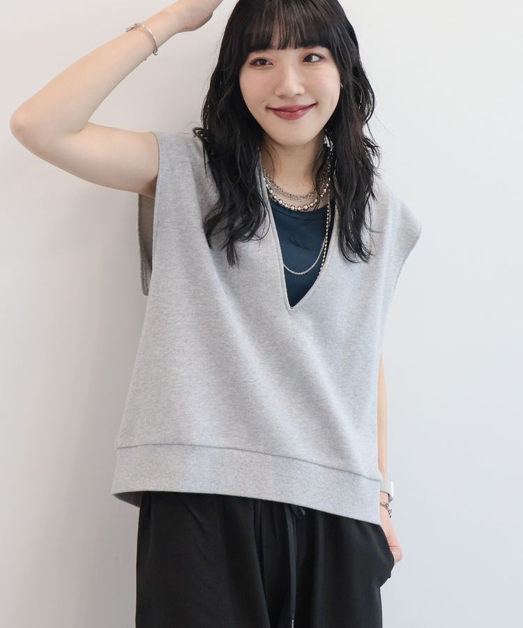 AMERICAN HOLIC「【RUSSELL】裏毛Vネックベスト」|ベスト・ジレ|Dark Gray Mixture