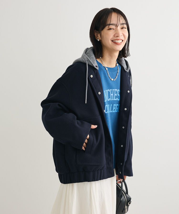 Green Parks「ニットフード付きウーリーブルゾン」|ブルゾン・スタジャン|