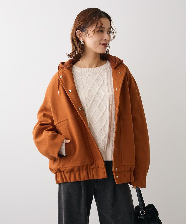 Green Parks「ニットフード付きウーリーブルゾン」|ブルゾン・スタジャン|