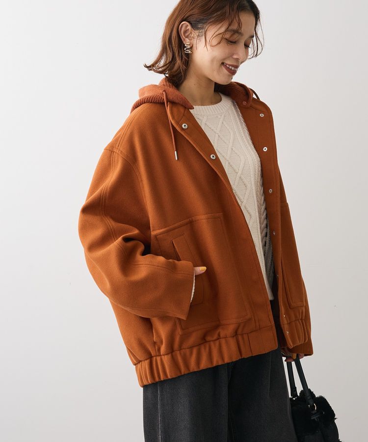 Green Parks「ニットフード付きウーリーブルゾン」|ブルゾン・スタジャン|