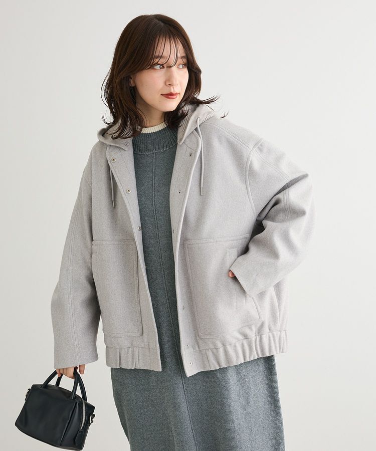 Green Parks「ニットフード付きウーリーブルゾン」|ブルゾン・スタジャン|