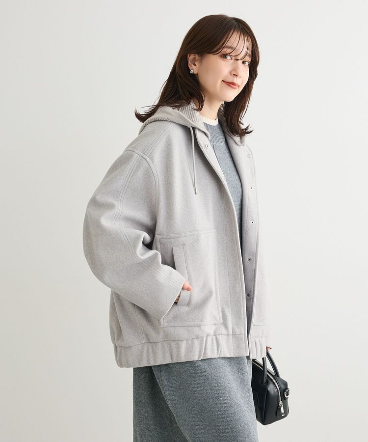 Green Parks「ニットフード付きウーリーブルゾン」|ブルゾン・スタジャン|