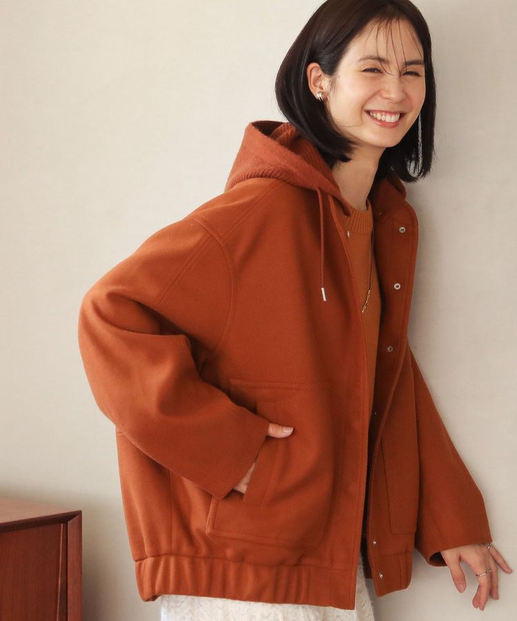 Green Parks「ニットフード付きウーリーブルゾン」|ブルゾン・スタジャン|