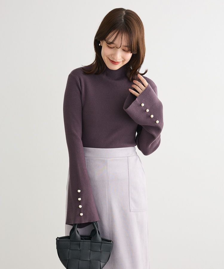 Green Parks「・swing by 袖パールボタンフレアリブニット」|ニット・セーター|