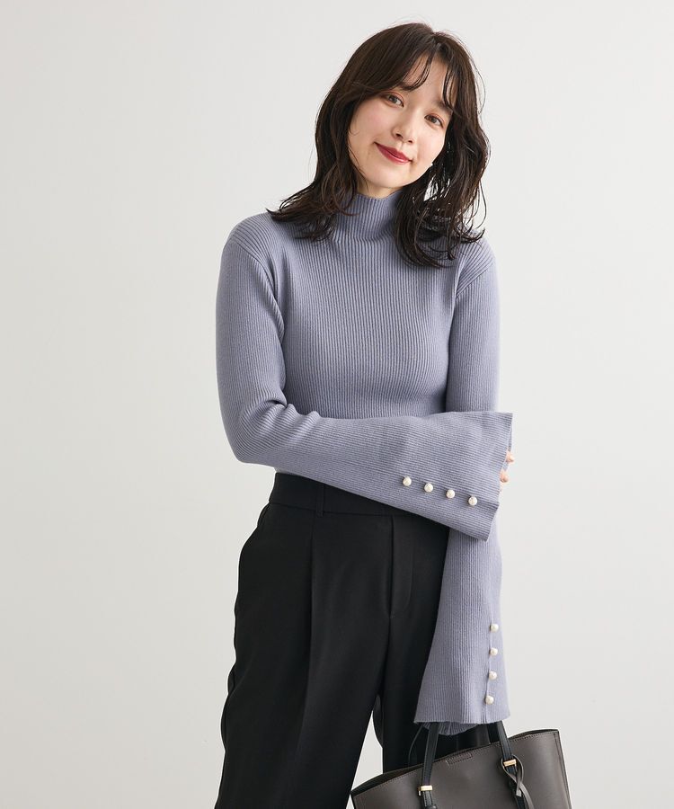 Green Parks「・swing by 袖パールボタンフレアリブニット」|ニット・セーター|