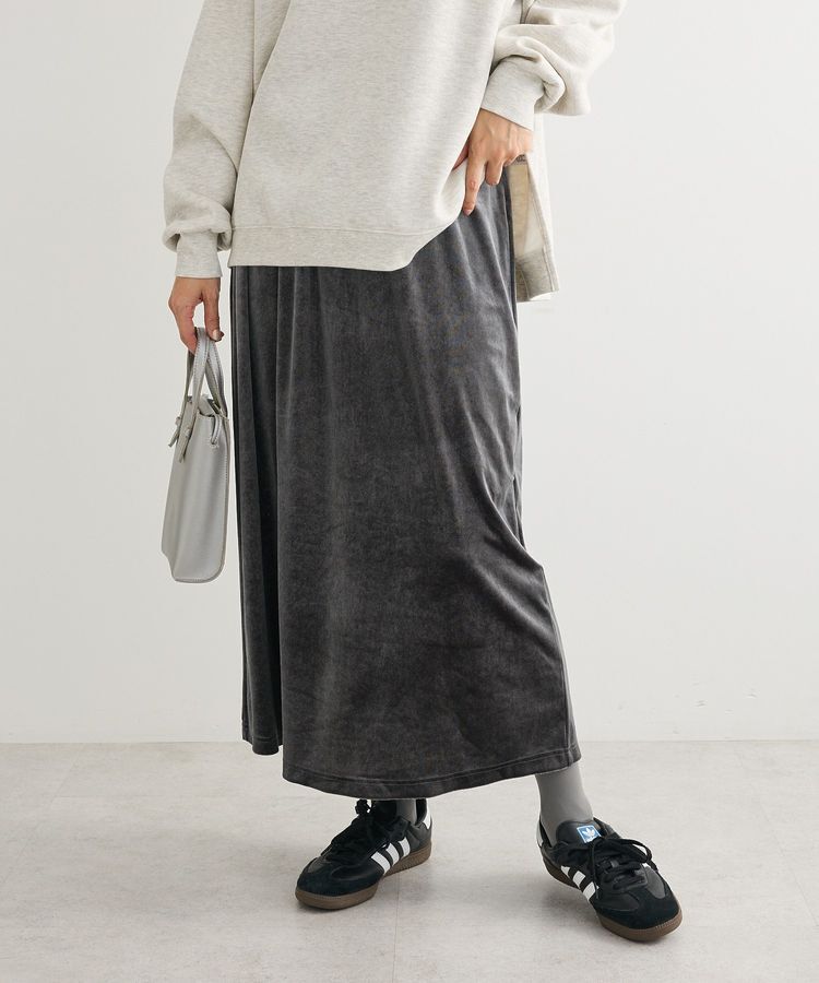 Green Parks「ベロアナロースカート」|スカート|Charcoal Gray