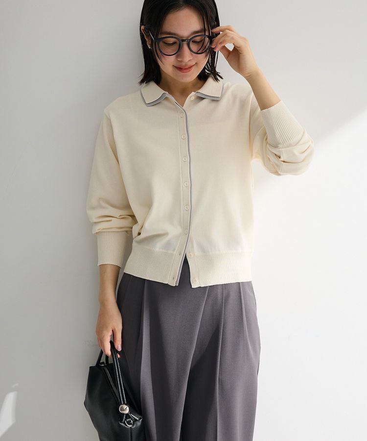 Green Parks「ここちニット衿付き配色プルオーバー」|ニット・セーター|