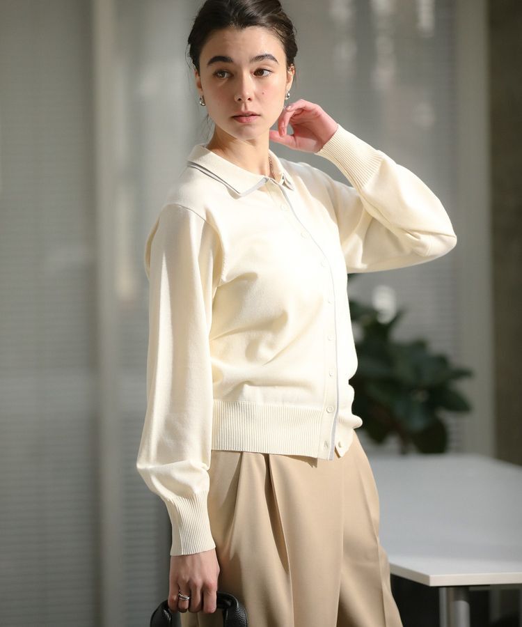 Green Parks「ここちニット衿付き配色プルオーバー」|ニット・セーター|