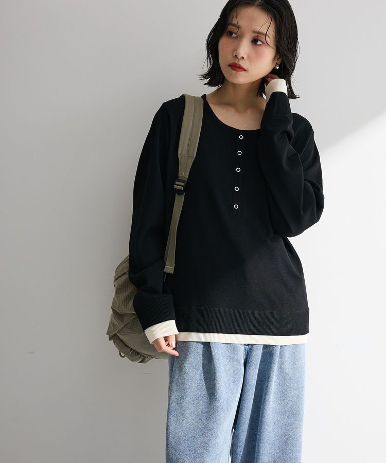 Green Parks「ヘンリーネックレイヤードニットプルオーバー」|ニット・セーター|