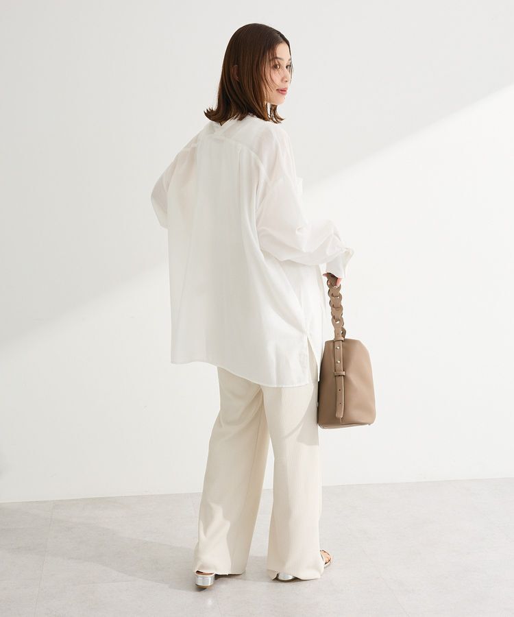 Green Parks「綿麻混Vネックオーバーサイズシャツ」|シャツ・ブラウス|