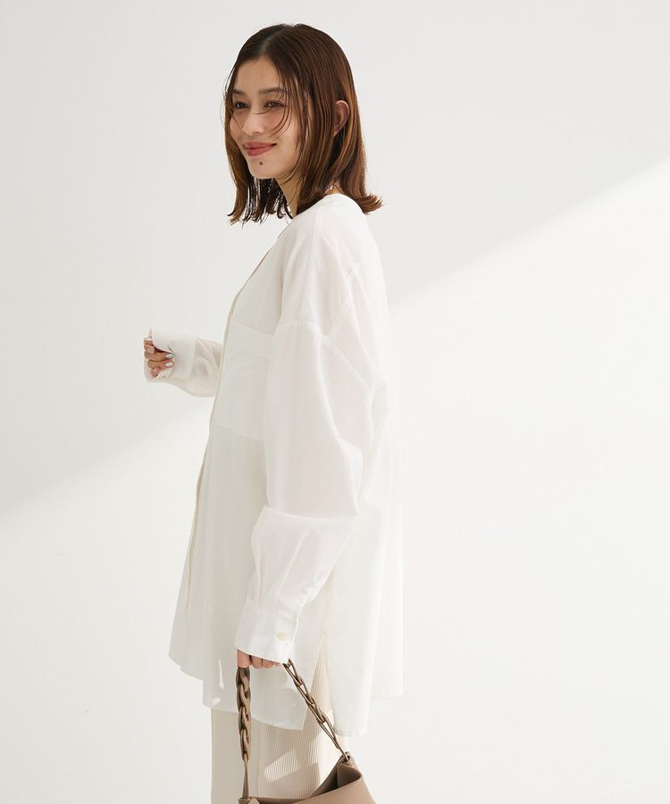 Green Parks「綿麻混Vネックオーバーサイズシャツ」|シャツ・ブラウス|