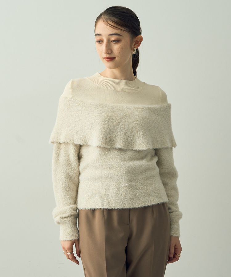 YECCA VECCA「ラメ混レイヤードデザインシャギーニット」|ニット・セーター|