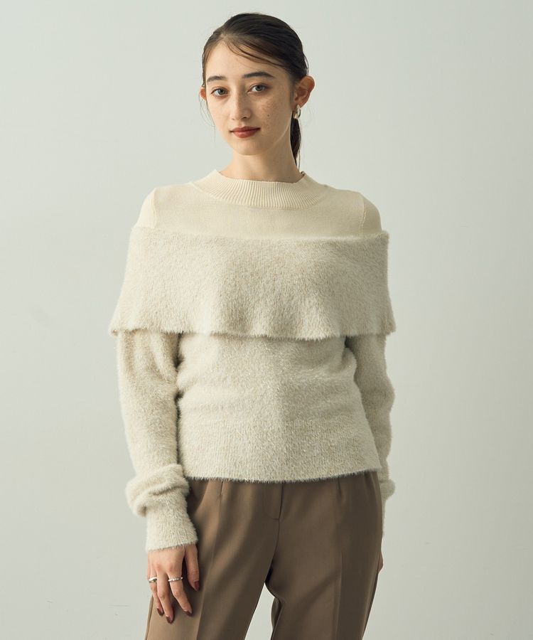 YECCA VECCA「ラメ混レイヤードデザインシャギーニット」|ニット・セーター|