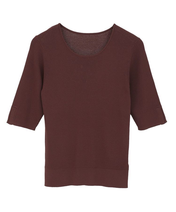 YECCA VECCA「5分袖リブニット」|ニット・セーター|