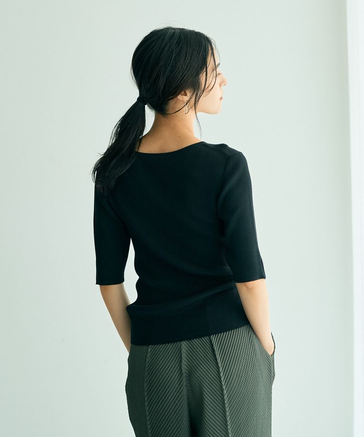 YECCA VECCA「5分袖リブニット」|ニット・セーター|