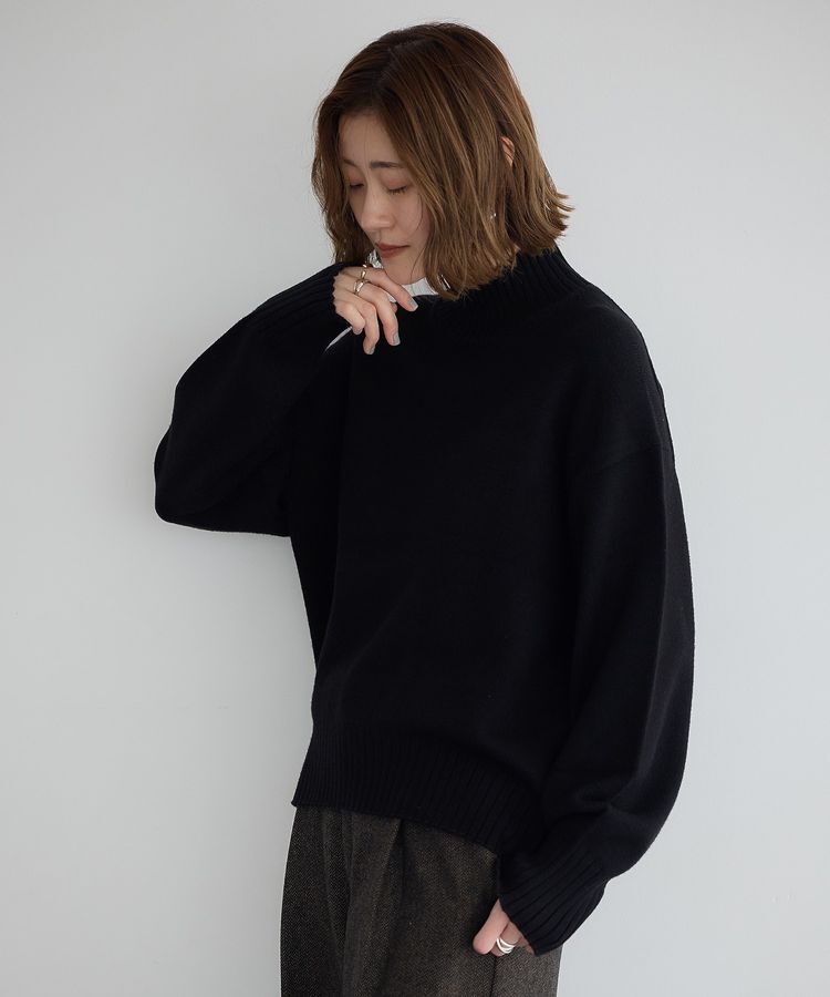 YECCA VECCA「ワイドリブニット」|ニット・セーター|Black