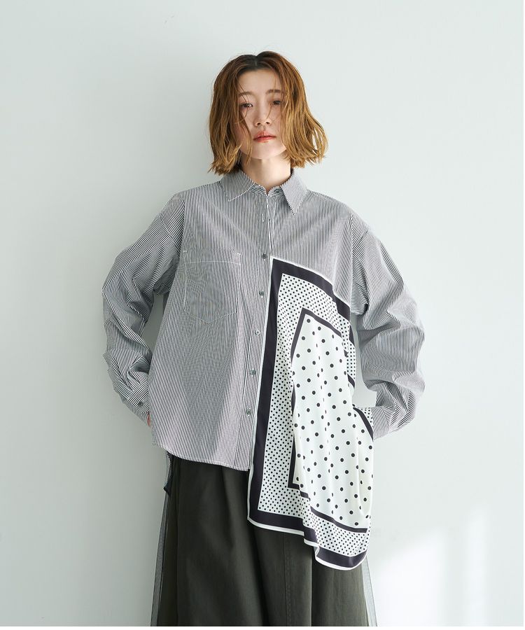 Editt by YECCA VECCA「スカーフデザインアシメシャツ」|シャツ・ブラウス|