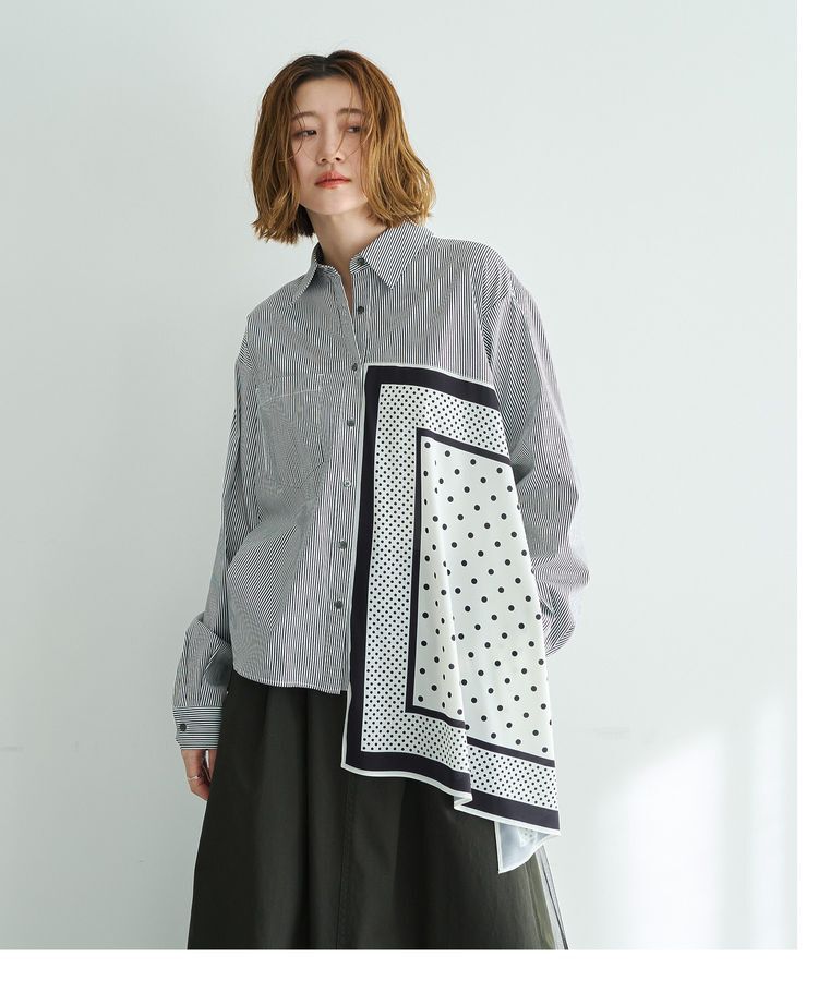 Editt by YECCA VECCA「スカーフデザインアシメシャツ」|シャツ・ブラウス|