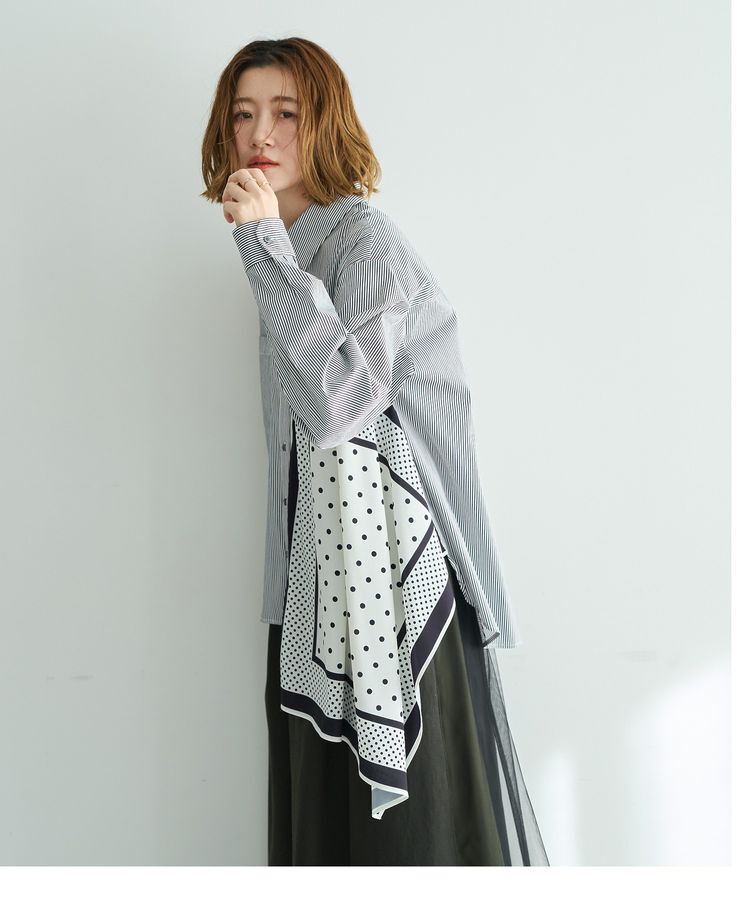 Editt by YECCA VECCA「スカーフデザインアシメシャツ」|シャツ・ブラウス|