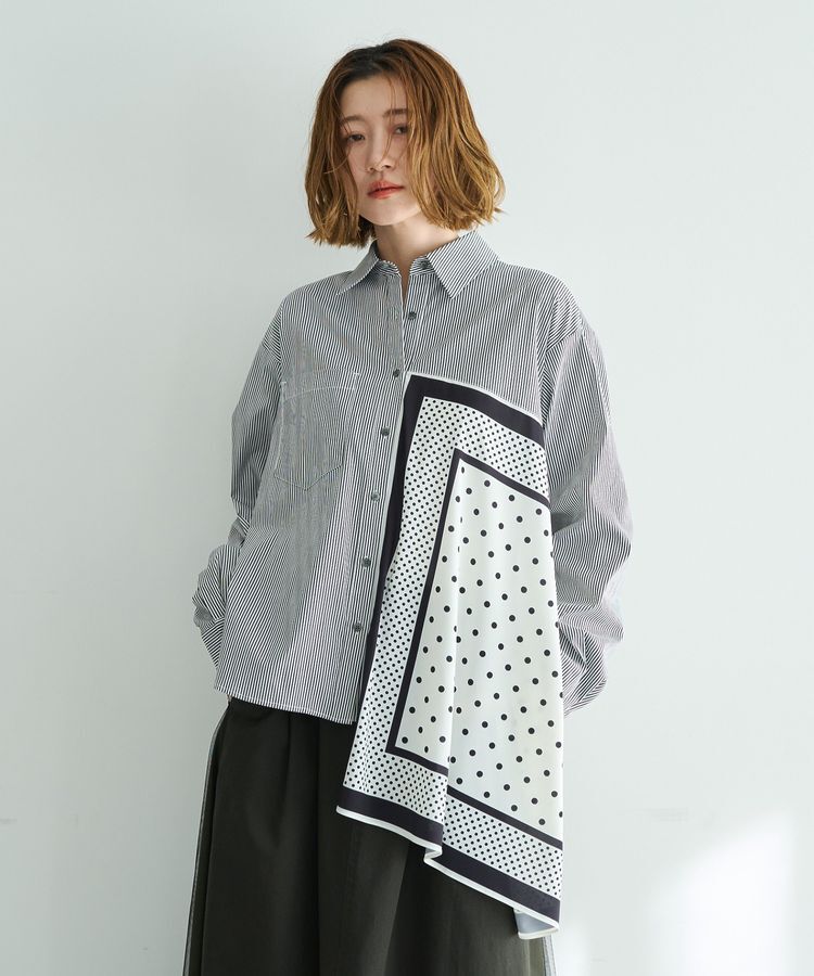 Editt by YECCA VECCA「スカーフデザインアシメシャツ」|シャツ・ブラウス|Stripe