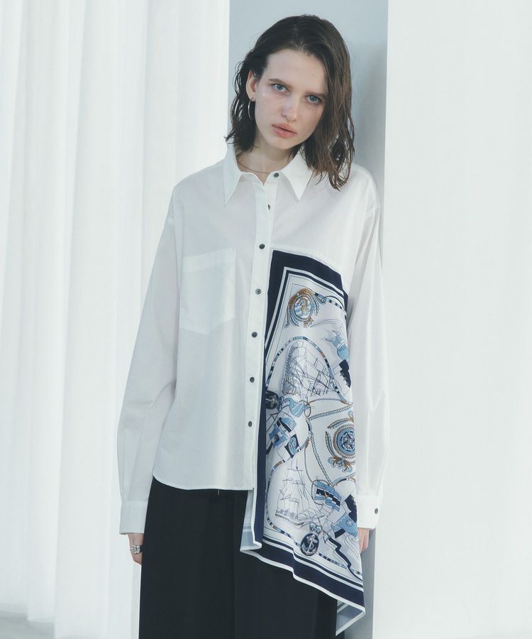 Editt by YECCA VECCA「スカーフデザインアシメシャツ」|シャツ・ブラウス|