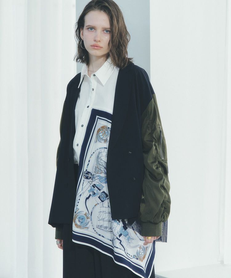 Editt by YECCA VECCA「スカーフデザインアシメシャツ」|シャツ・ブラウス|