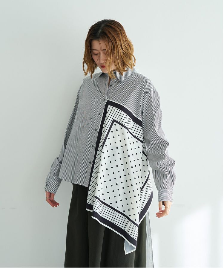 Editt by YECCA VECCA「スカーフデザインアシメシャツ」|シャツ・ブラウス|