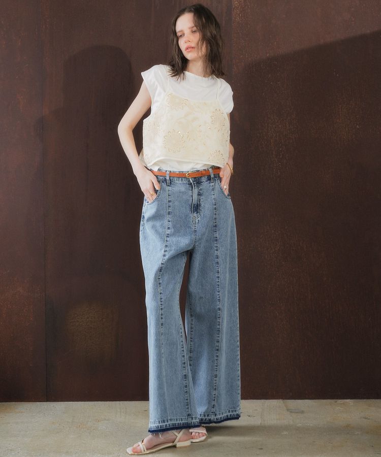 YECCA VECCA「綿麻バギーデニムパンツ」|デニム|
