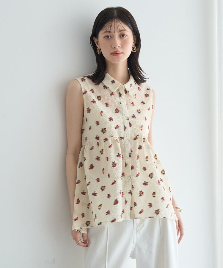 YECCA VECCA「シアージャガードペプラムブラウス」|シャツ・ブラウス|Ivory