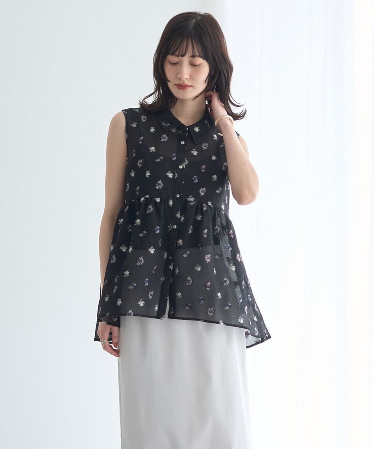 YECCA VECCA「シアージャガードペプラムブラウス」|シャツ・ブラウス|