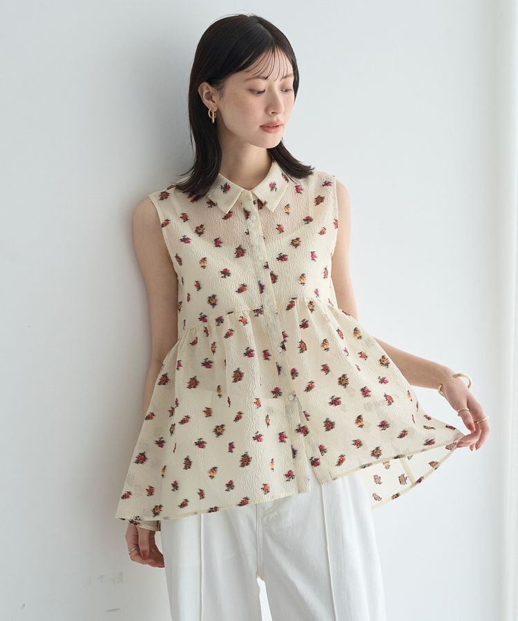 YECCA VECCA「シアージャガードペプラムブラウス」|シャツ・ブラウス|