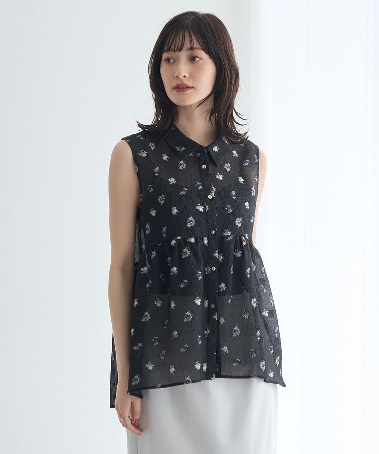 YECCA VECCA「シアージャガードペプラムブラウス」|シャツ・ブラウス|