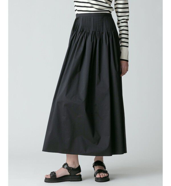 allureville「タフタピンタックギャザースカート」|スカート|ブラック