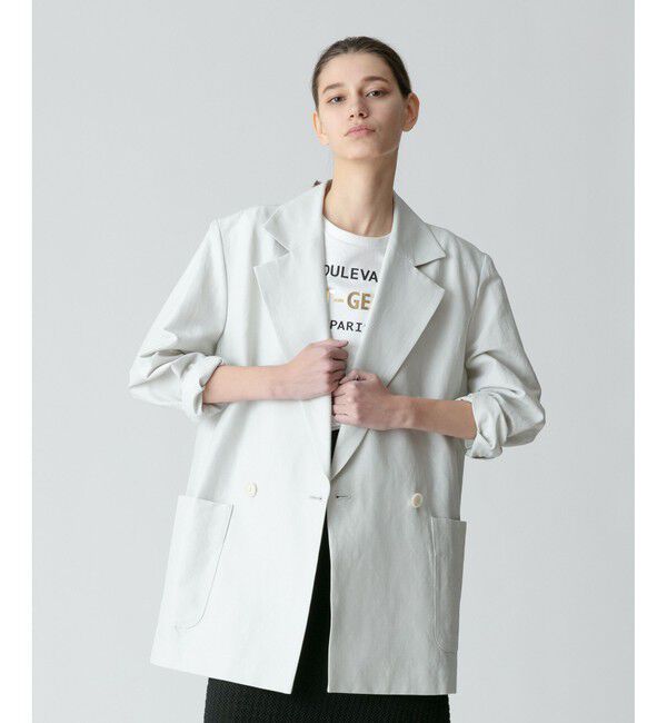 allureville「リネンスラブビックショルダージャケット」|テーラードジャケット|