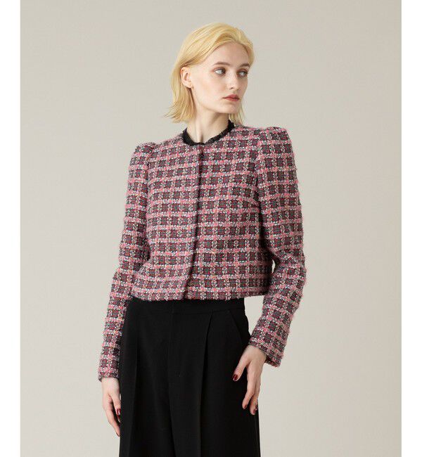 LOULOU WILLOUGHBY「【LOULOU WILLOUGHBY】TOURNIERツイードショートジャケット」|ノーカラージャケット|