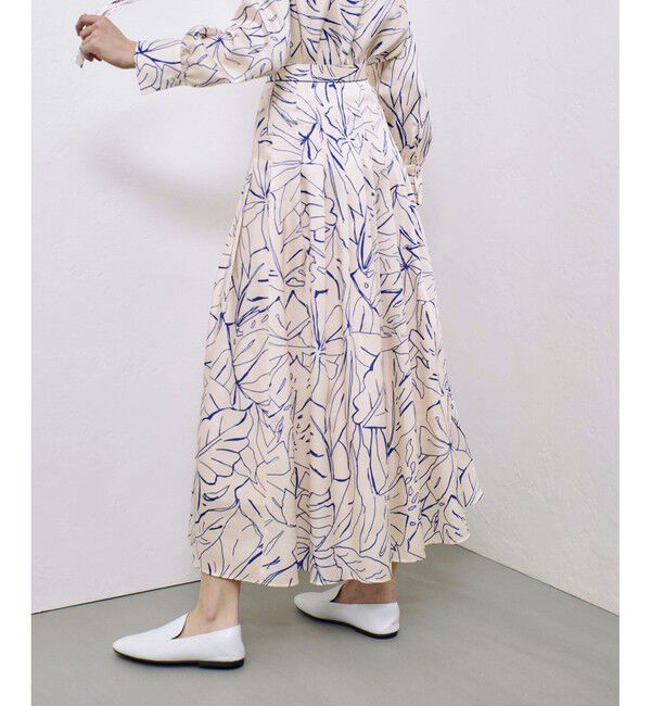 allureville「スケッチボタニカルプリントタックフレアスカート」|フレア|