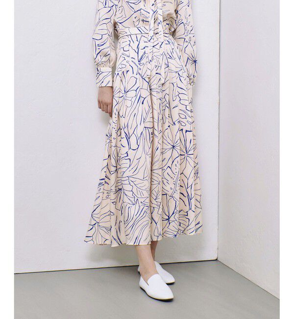 allureville「スケッチボタニカルプリントタックフレアスカート」|フレア|