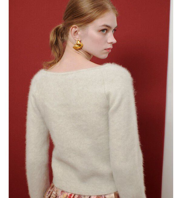 LOULOU WILLOUGHBY「【LOULOU WILLOUGHBY】カシミヤブレンドファー加工プルオーバー」|ニット・セーター|ライトベージュ