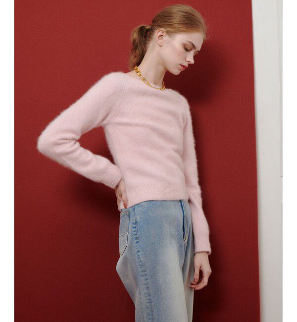 LOULOU WILLOUGHBY「【LOULOU WILLOUGHBY】カシミヤブレンドファー加工プルオーバー」|ニット・セーター|ライトピンク