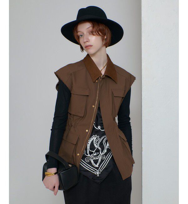 allureville「コットンダブルクロスサファリジレ」|ブルゾン・スタジャン|ブラウン